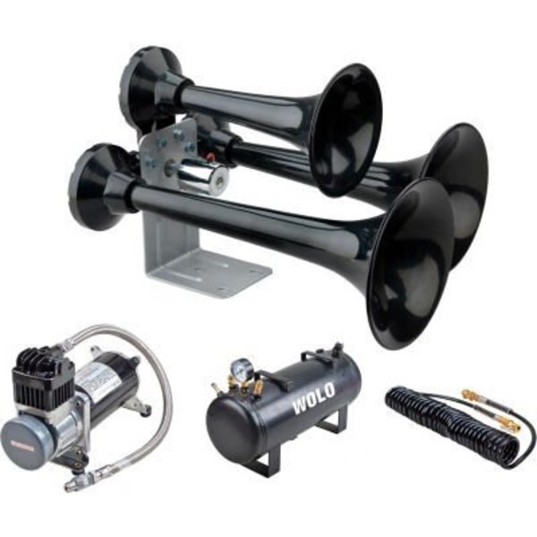 Wolo® Train Horn Three Black Abs Trumpet And 12-Volt Solenoid, 2.5 Gallon Tank - 847-858, Wolo, Mfr#: 847-858